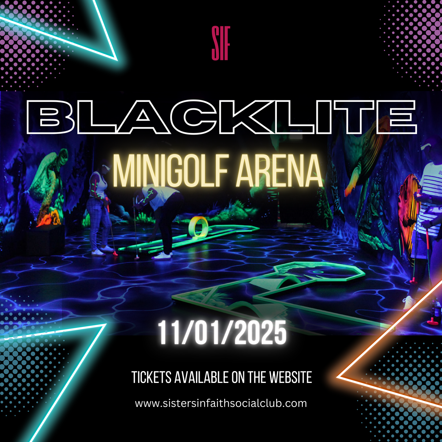 Blacklite Arena Minigolf - Sisters event